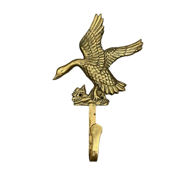 Unbranded Accents Vintage Brass Geese Bird In Flight Decorative